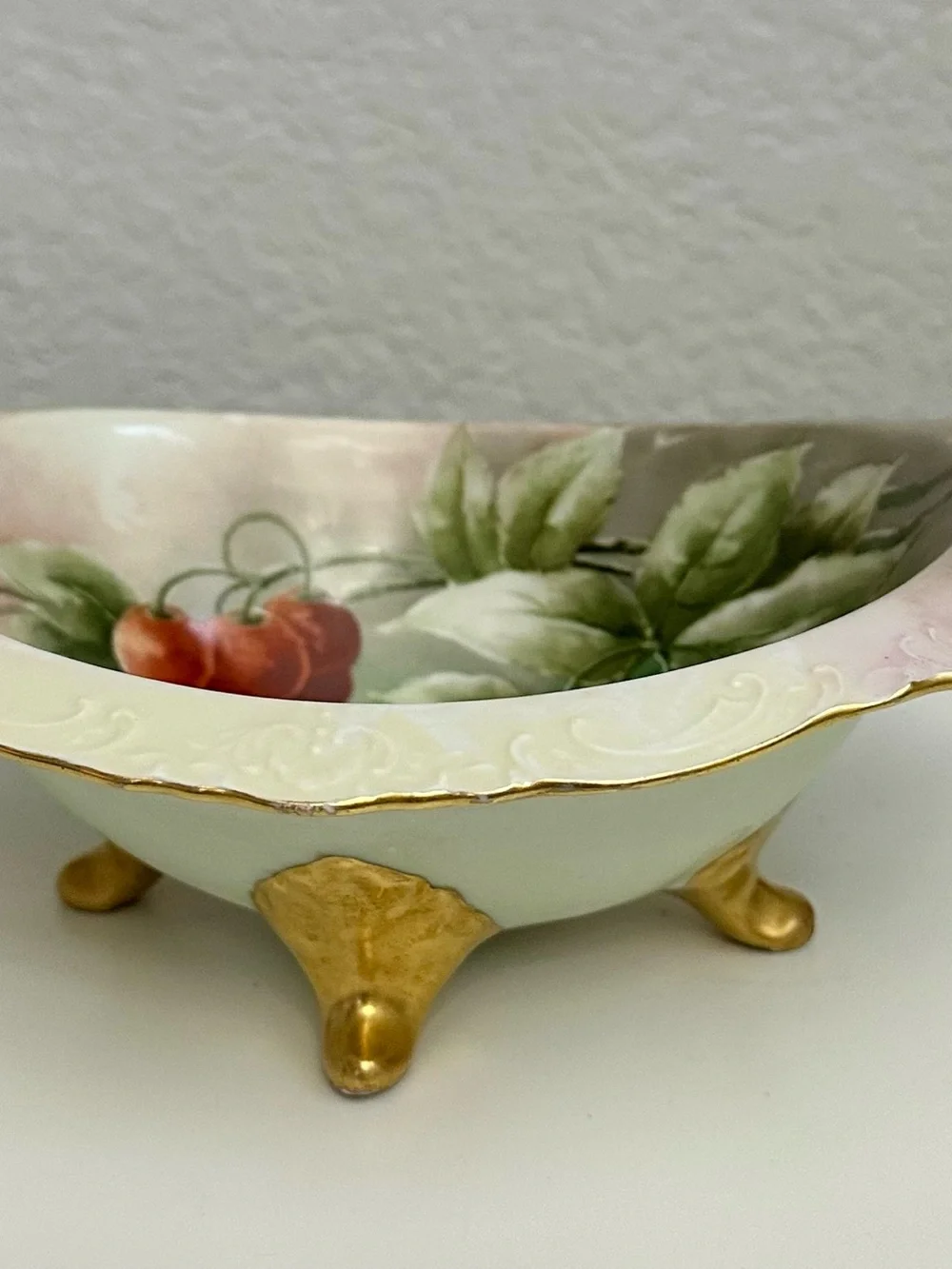 Vintage Wallendar Austria Serving Bowl w/ Cherry Tree Pattern/1884-1909